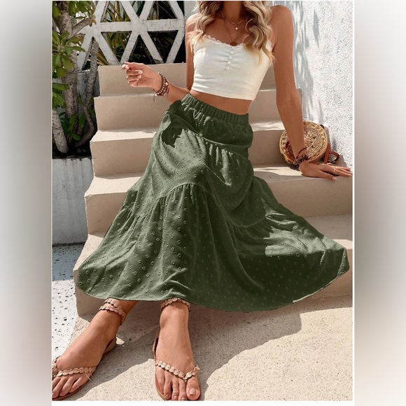 Boho Swiss Dot Ruffle Hem Skirt - Picture 2 of 6